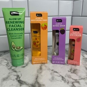b.pure Glow Up Skincare Set Cleanser Toner Retinol Serum Eye Cream 4 Pieces NEW